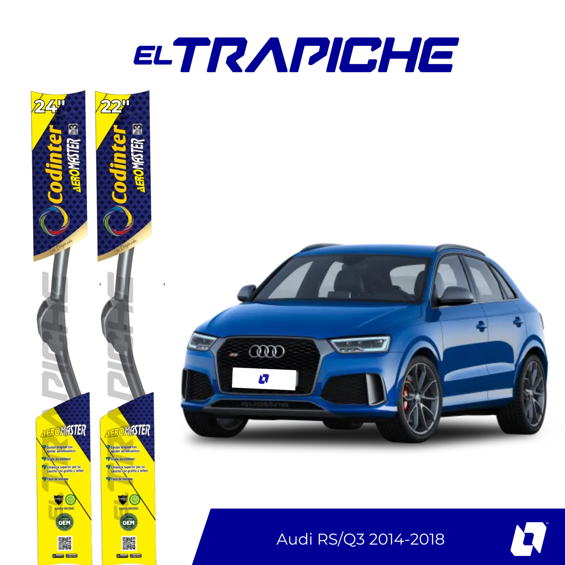 Plumillas de equipamiento Codinter original con acero inoxidable y caucho con silicona para un barrido claro y silencioso. Flexibles, duraderas y de alta calidad.