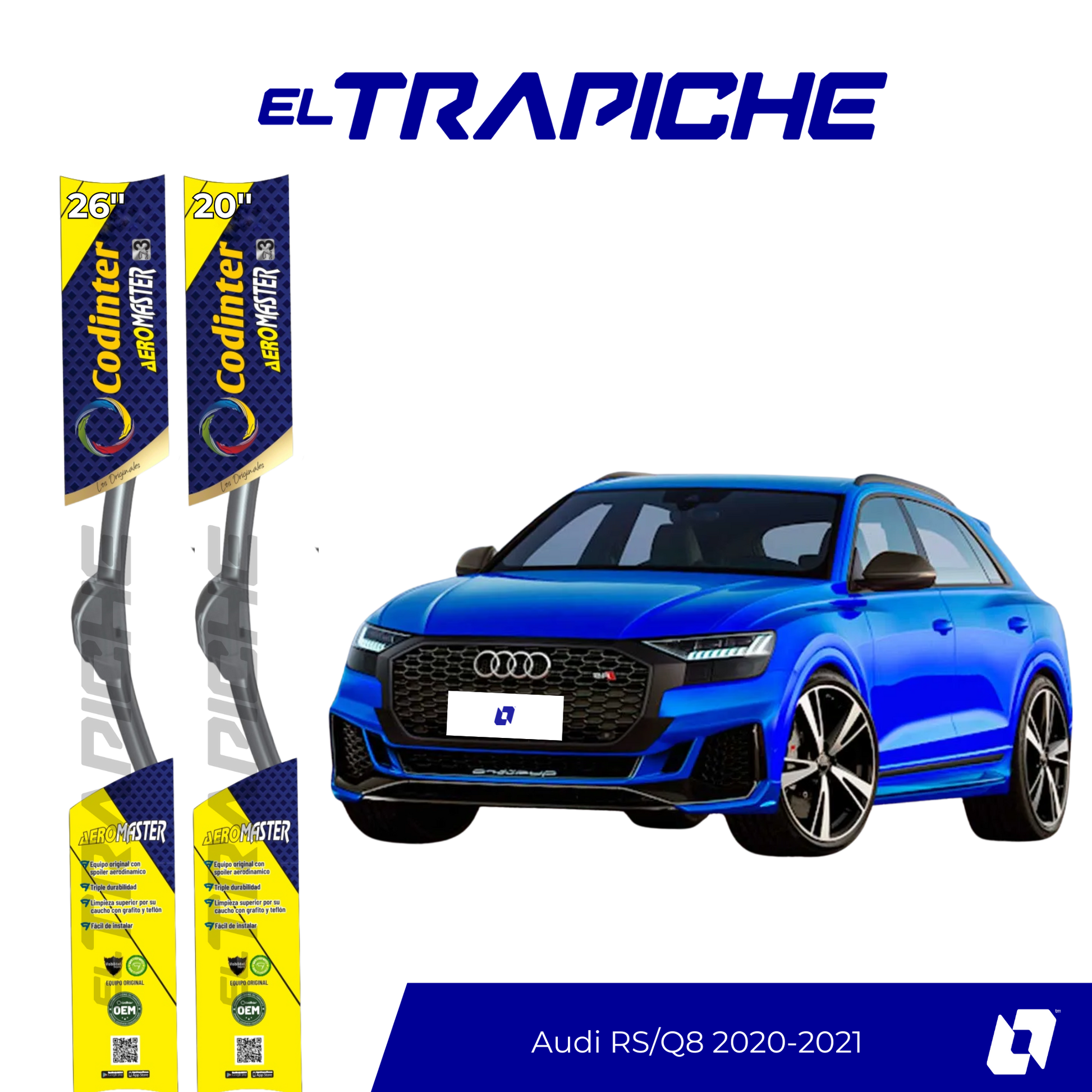 Plumillas de equipamiento Codinter original con acero inoxidable y caucho con silicona para un barrido claro y silencioso. Flexibles, duraderas y de alta calidad.