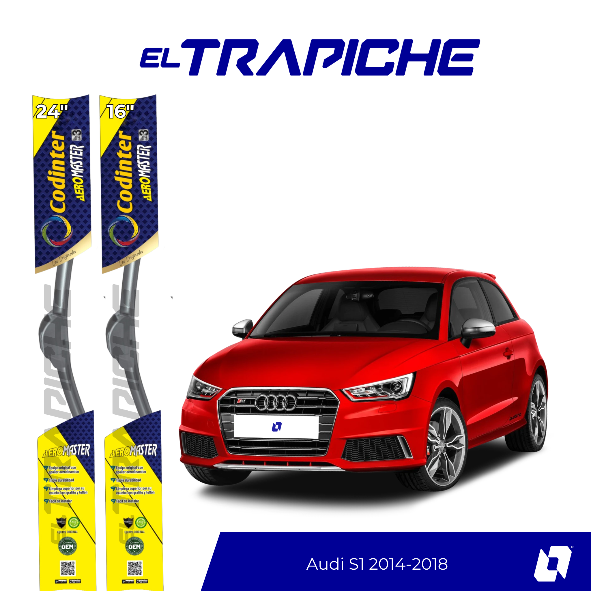 Plumillas de equipamiento Codinter original con acero inoxidable y caucho con silicona para un barrido claro y silencioso. Flexibles, duraderas y de alta calidad.