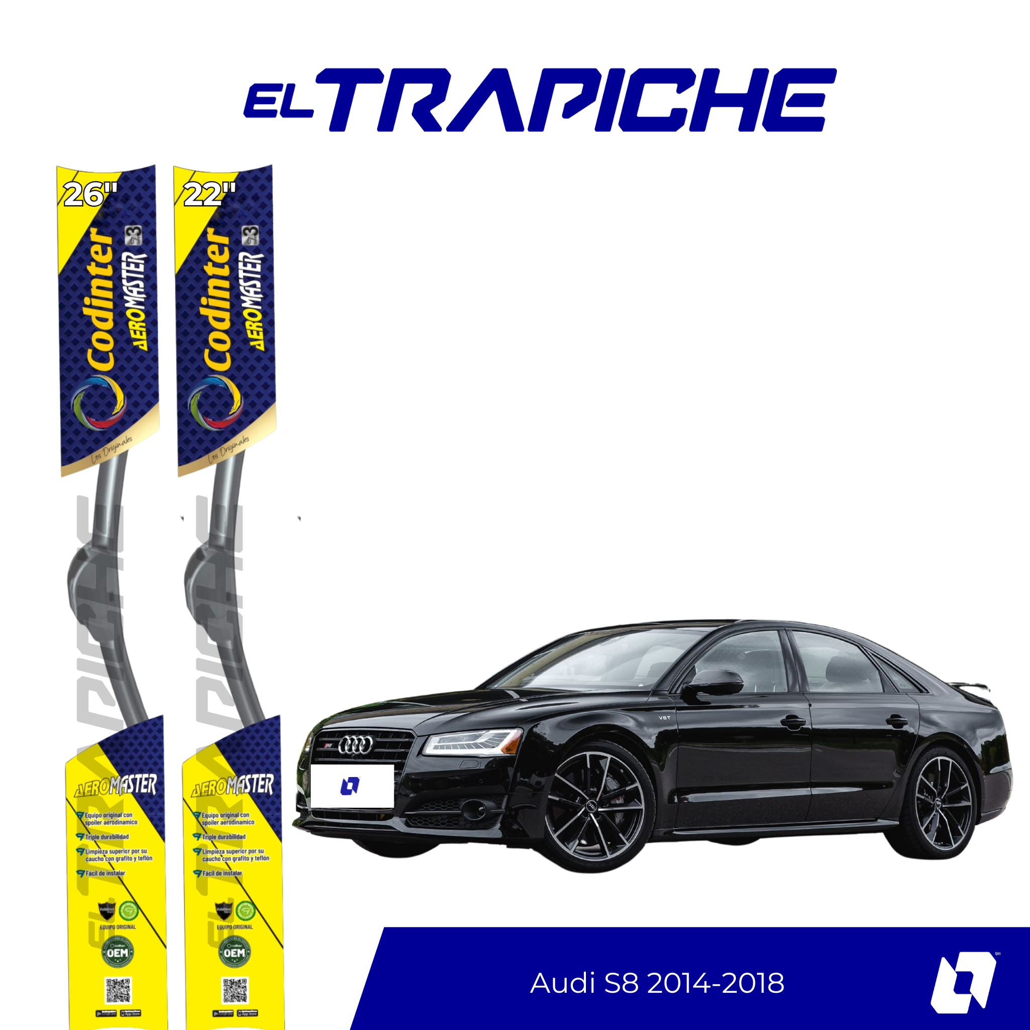 Plumillas de equipamiento Codinter original con acero inoxidable y caucho con silicona para un barrido claro y silencioso. Flexibles, duraderas y de alta calidad.