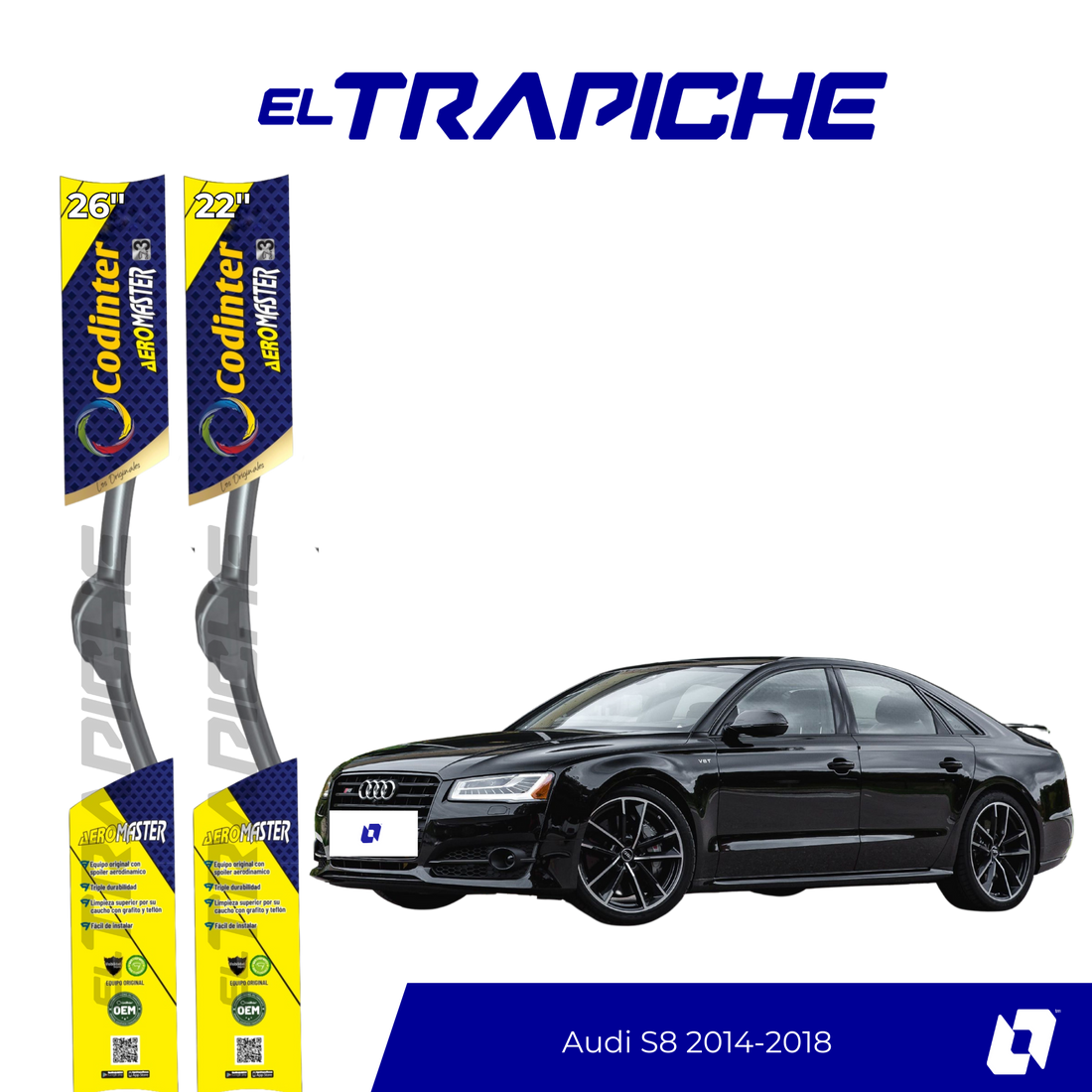 Plumillas de equipamiento Codinter original con acero inoxidable y caucho con silicona para un barrido claro y silencioso. Flexibles, duraderas y de alta calidad.