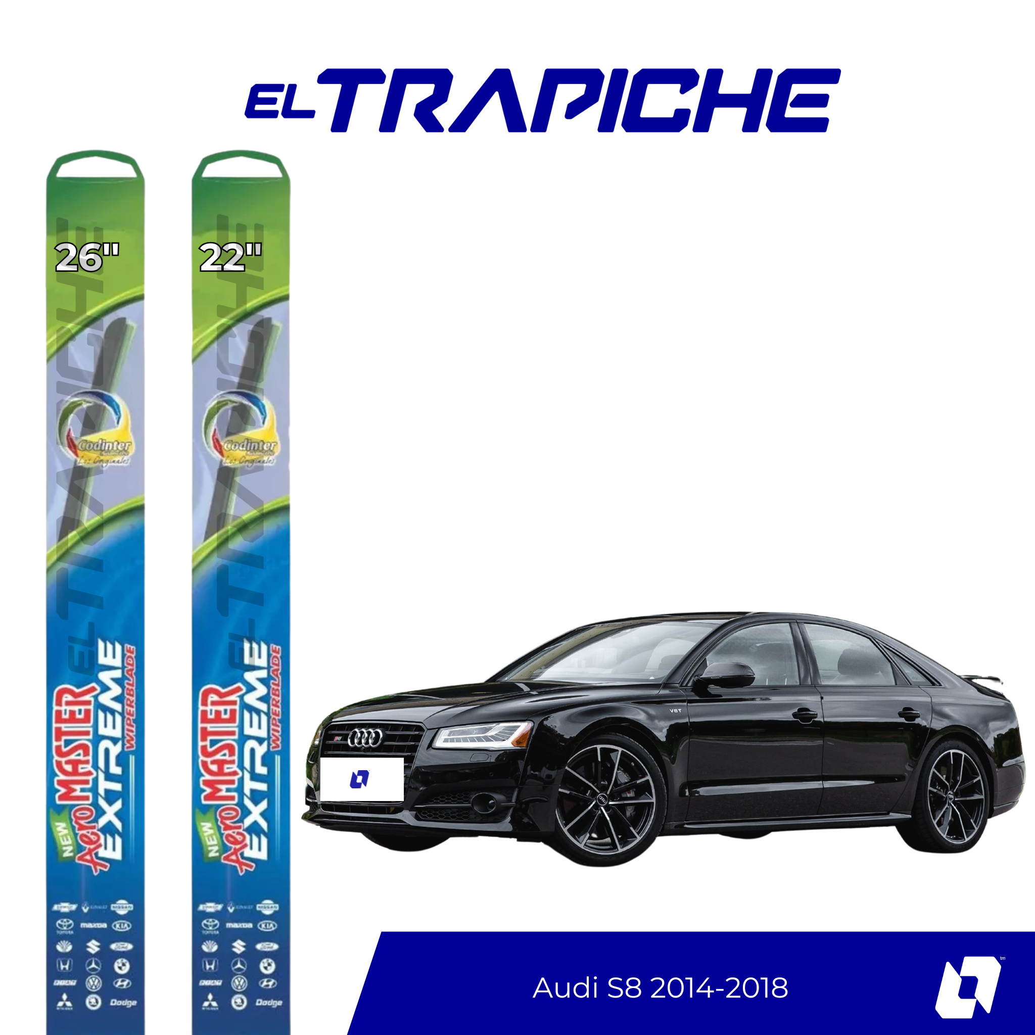 Plumillas de equipamiento Codinter original con acero inoxidable y caucho con silicona para un barrido claro y silencioso. Flexibles, duraderas y alta calidad.