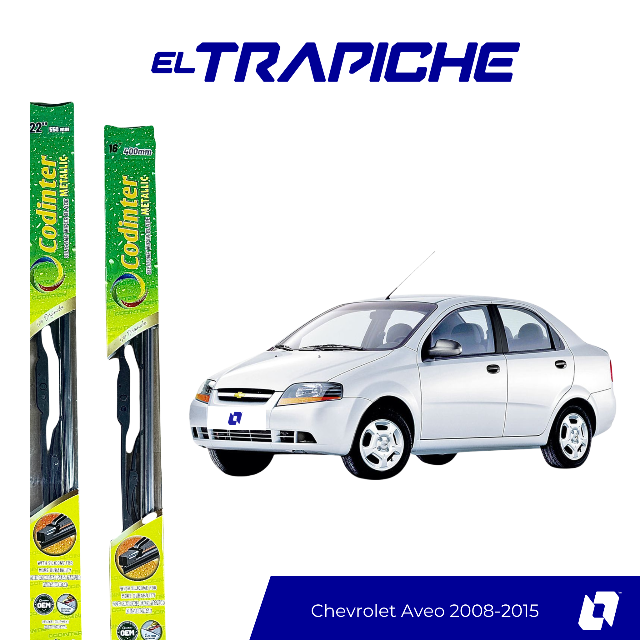 Limpiaparabrisas Chevrolet Aveo 2008-2015 Metálicas Codinter