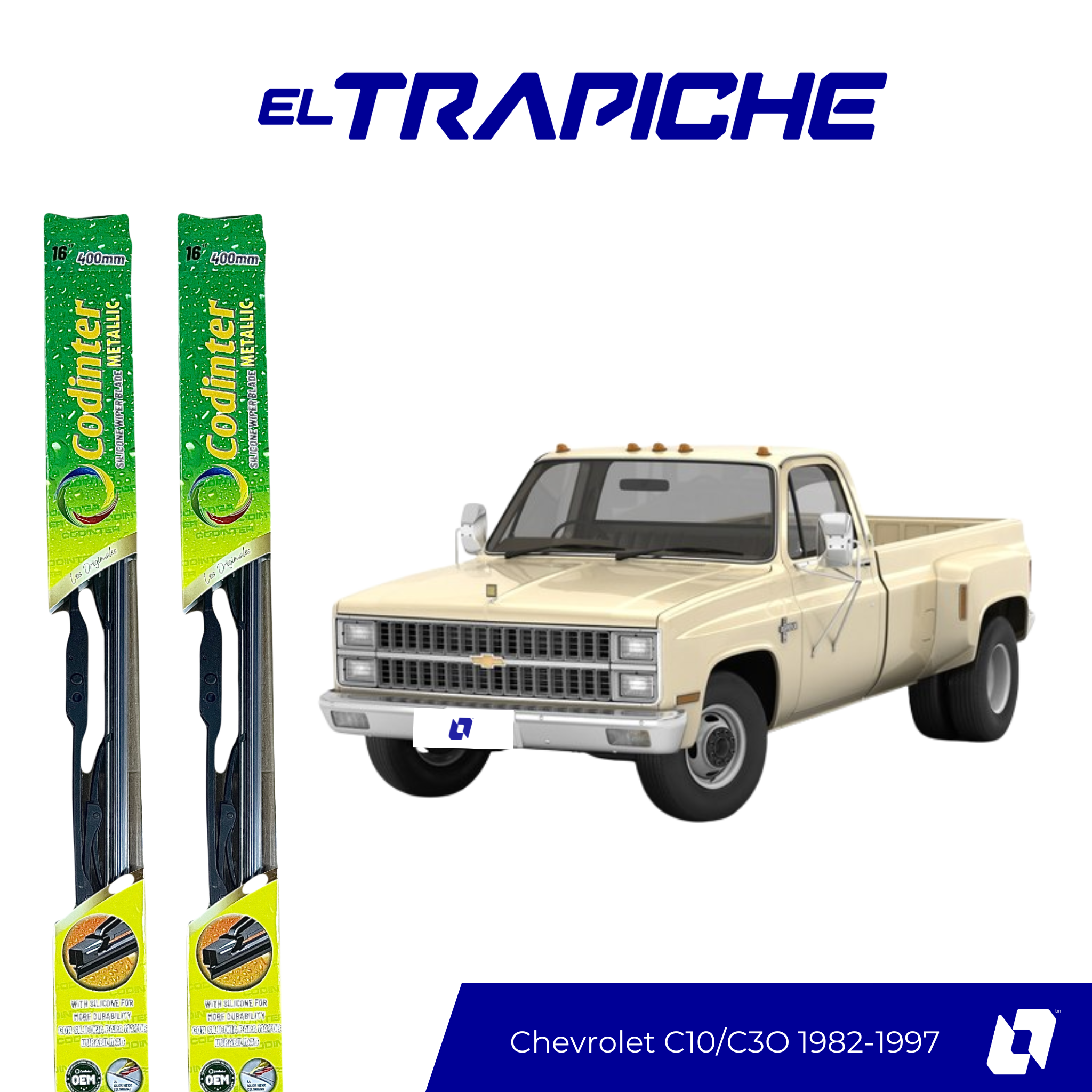 Limpiaparabrisas Chevrolet C10/C3O 1982-1997 Metálicas Codinter
