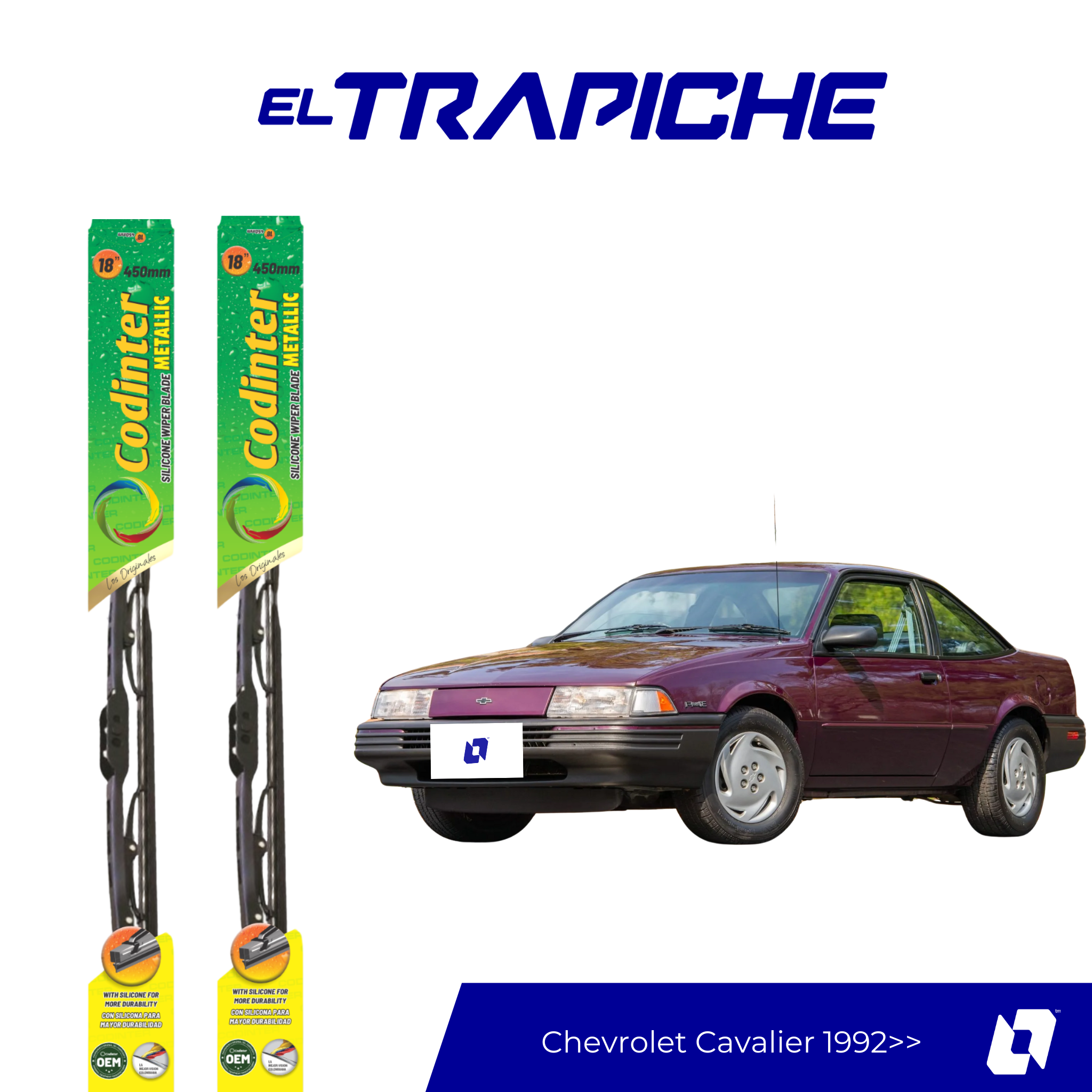 Limpiaparabrisas Chevrolet Cavalier 1992 en adelante Metálicas Codinter