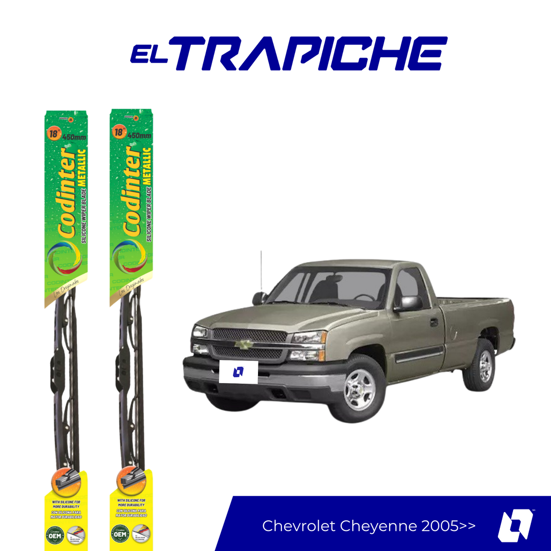 Limpiaparabrisas Chevrolet Cheyenne 2005 en adelante Metálicas Codinter 
