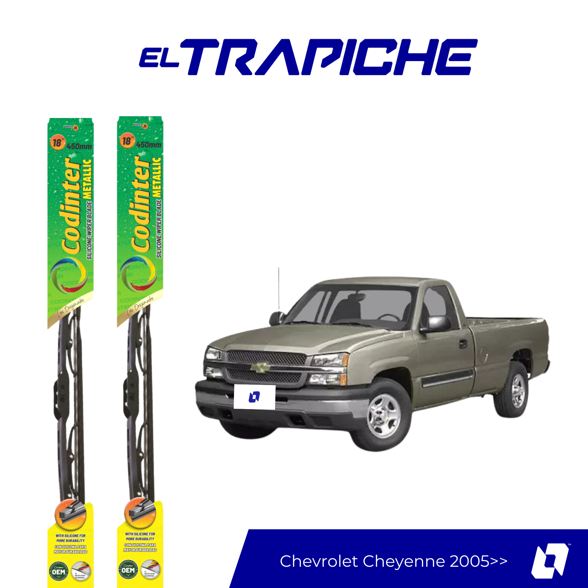 Limpiaparabrisas Chevrolet Cheyenne 2005 en adelante Metálicas Codinter 
