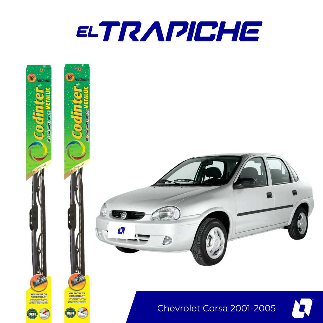 Limpiaparabrisas Chevrolet Corsa 2001-2005 Metálicas Codinter