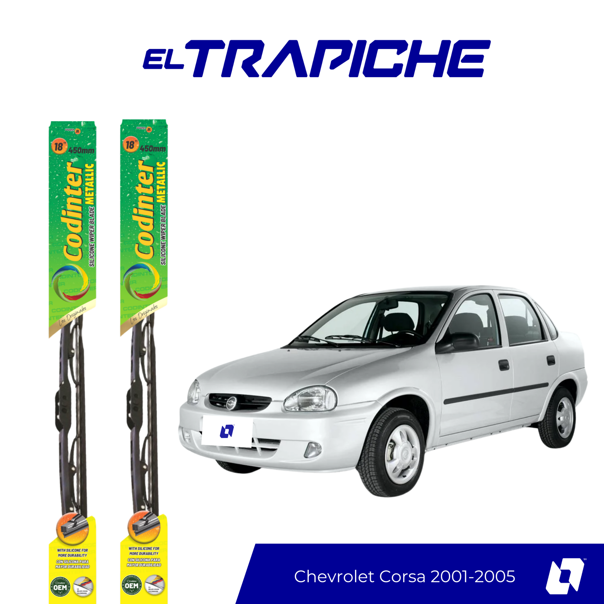 Limpiaparabrisas Chevrolet Corsa 2001-2005 Metálicas Codinter