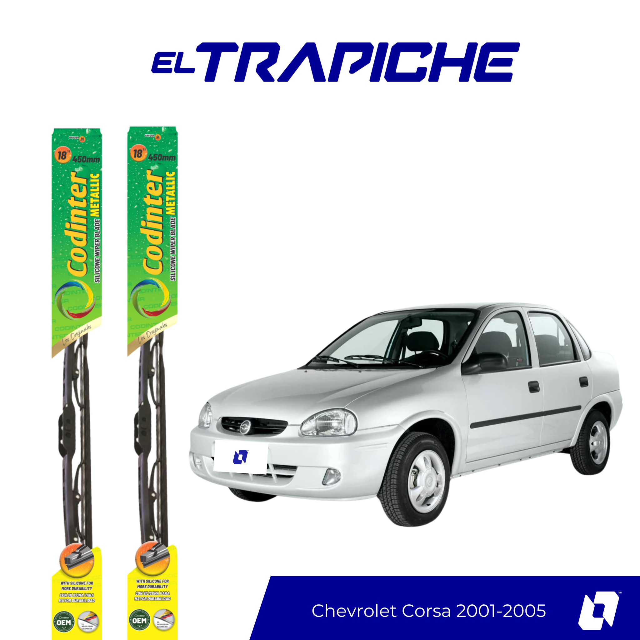 Limpiaparabrisas Chevrolet Corsa 2001-2005 Metálicas Codinter