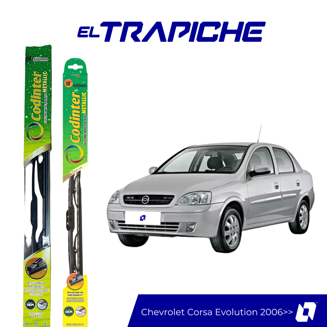 Limpiaparabrisas Chevrolet Corsa Evolution 2006 en adelante Metálicas Codinter