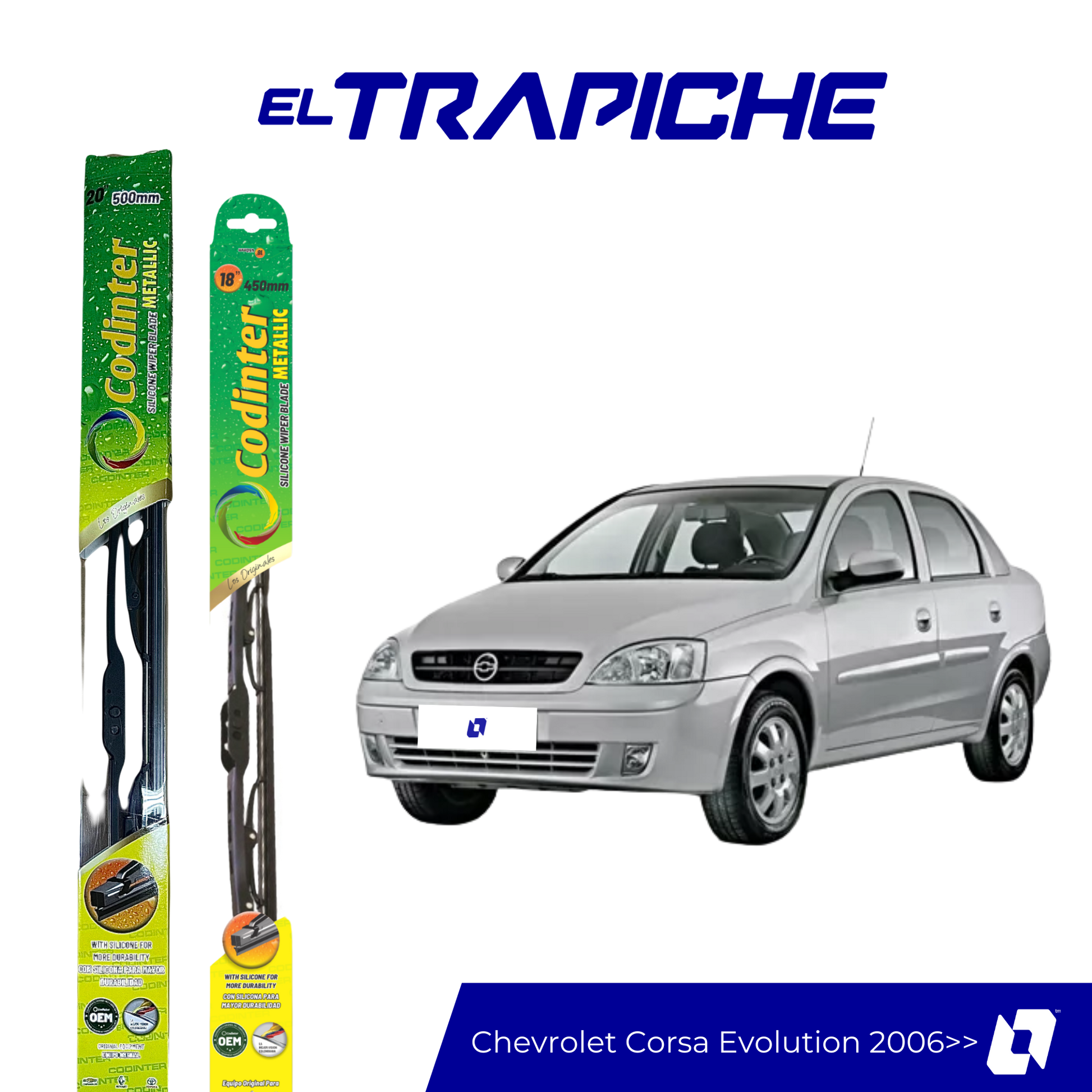 Limpiaparabrisas Chevrolet Corsa Evolution 2006 en adelante Metálicas Codinter