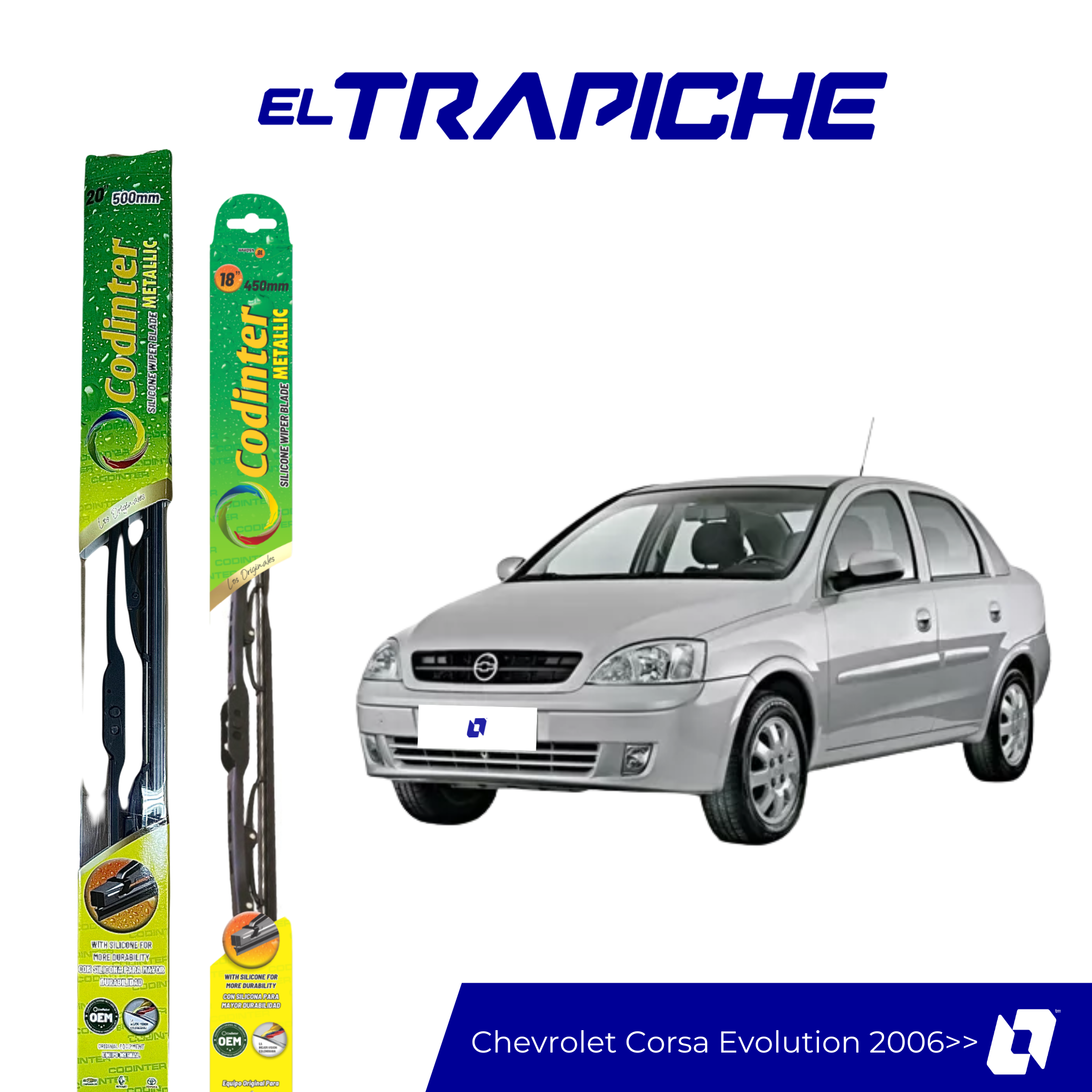 Limpiaparabrisas Chevrolet Corsa Evolution 2006 en adelante Metálicas Codinter