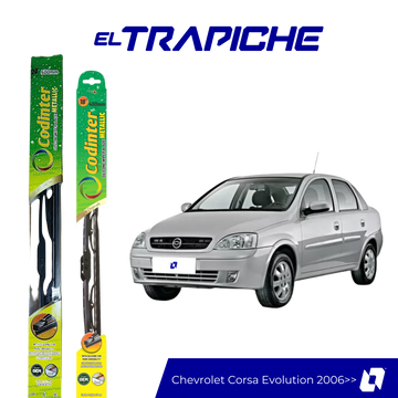 Limpiaparabrisas Chevrolet Corsa Evolution 2006 en adelante Metálicas Codinter