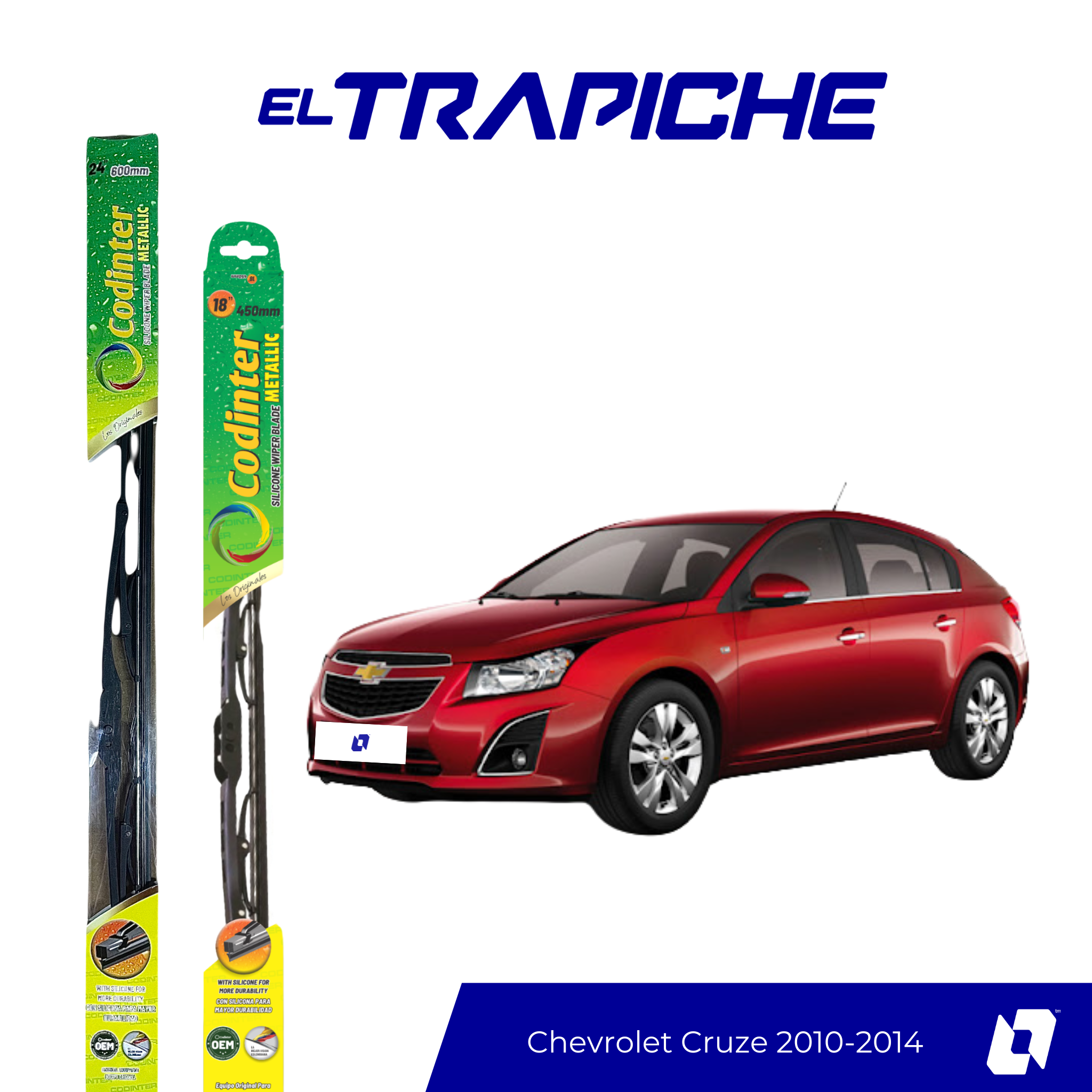 Limpiaparabrisas Chevrolet Cruze 2010-2014 Metálicas Codinter