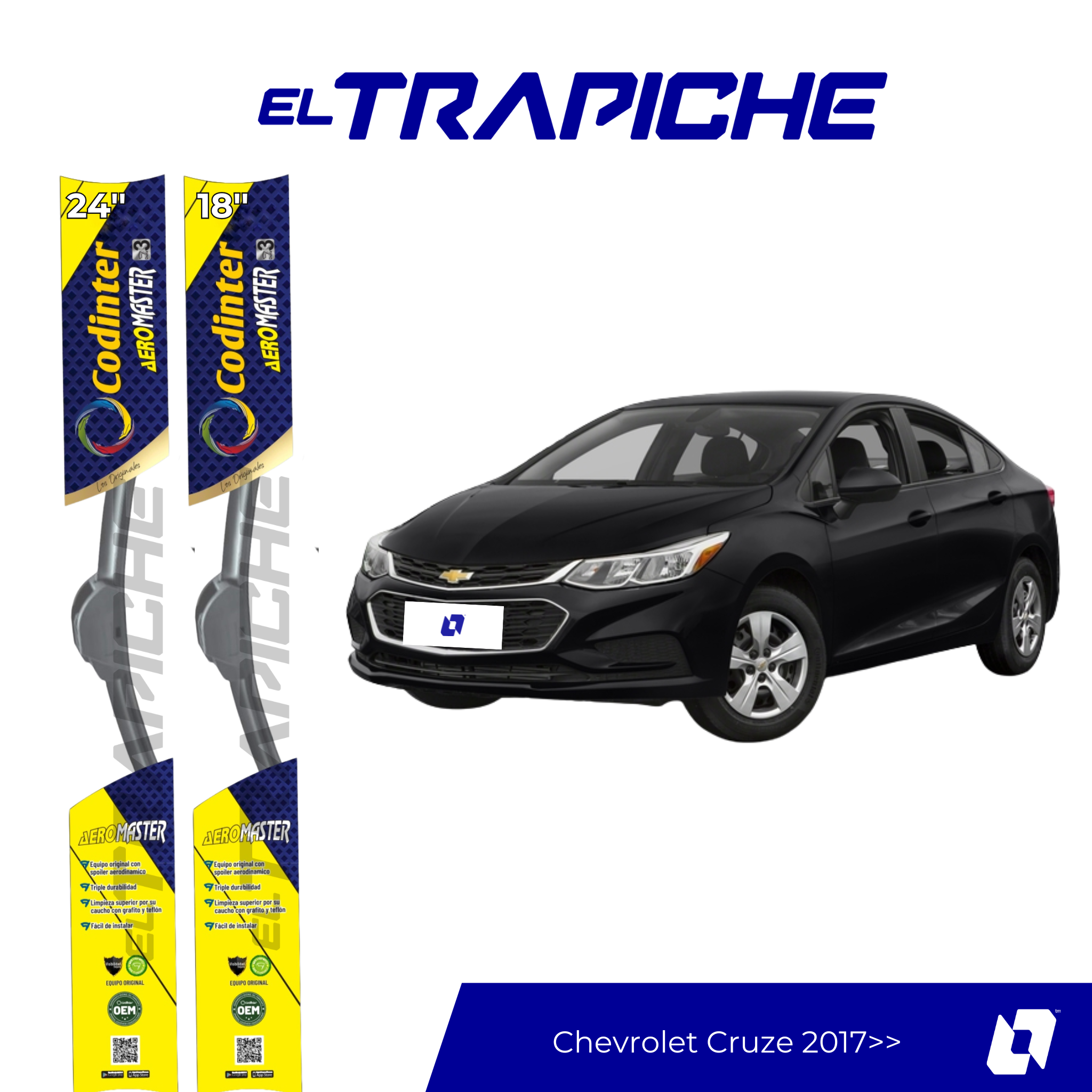 Plumillas Chevrolet Cruze 2017 en adelante 