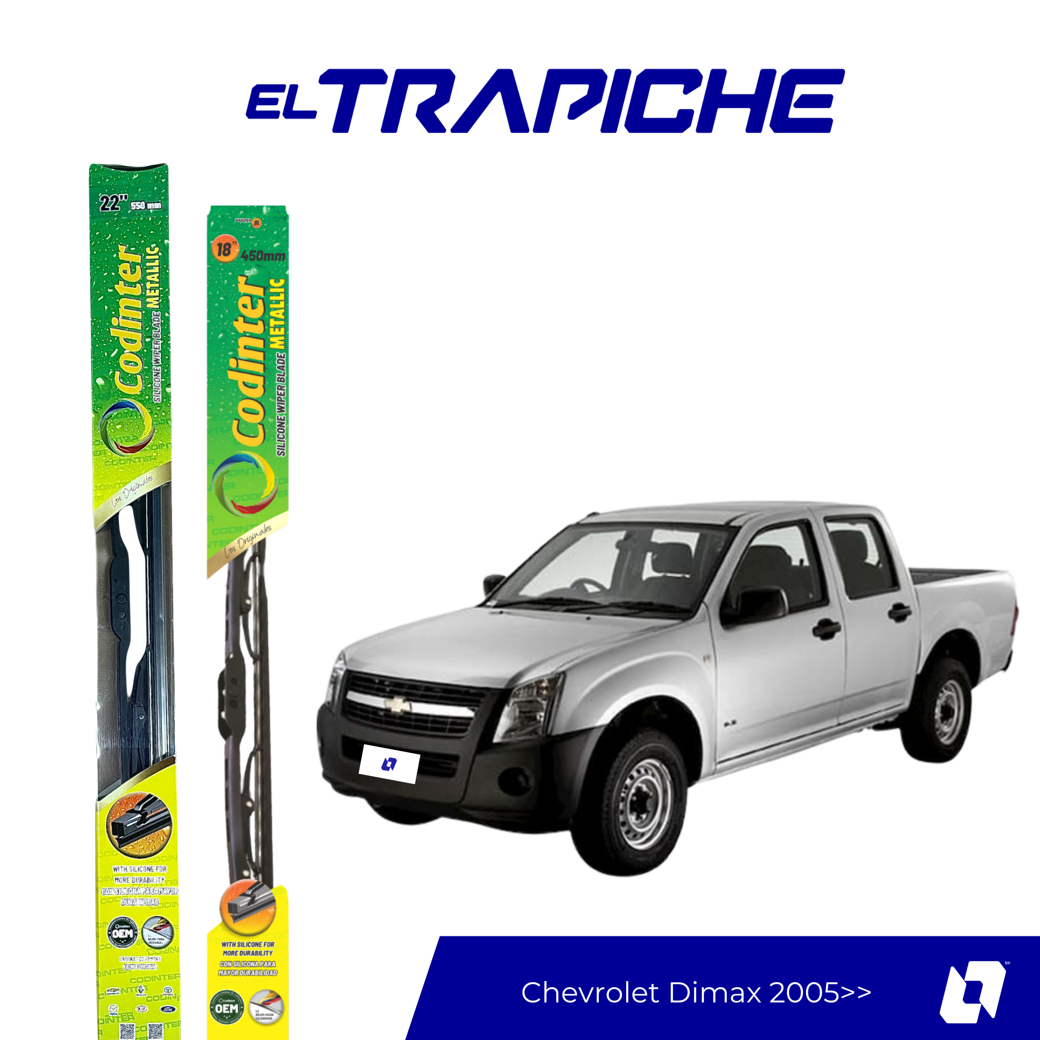 Limpiaparabrisas Chevrolet Dimax 2005 en adelante Metálicas Codinter