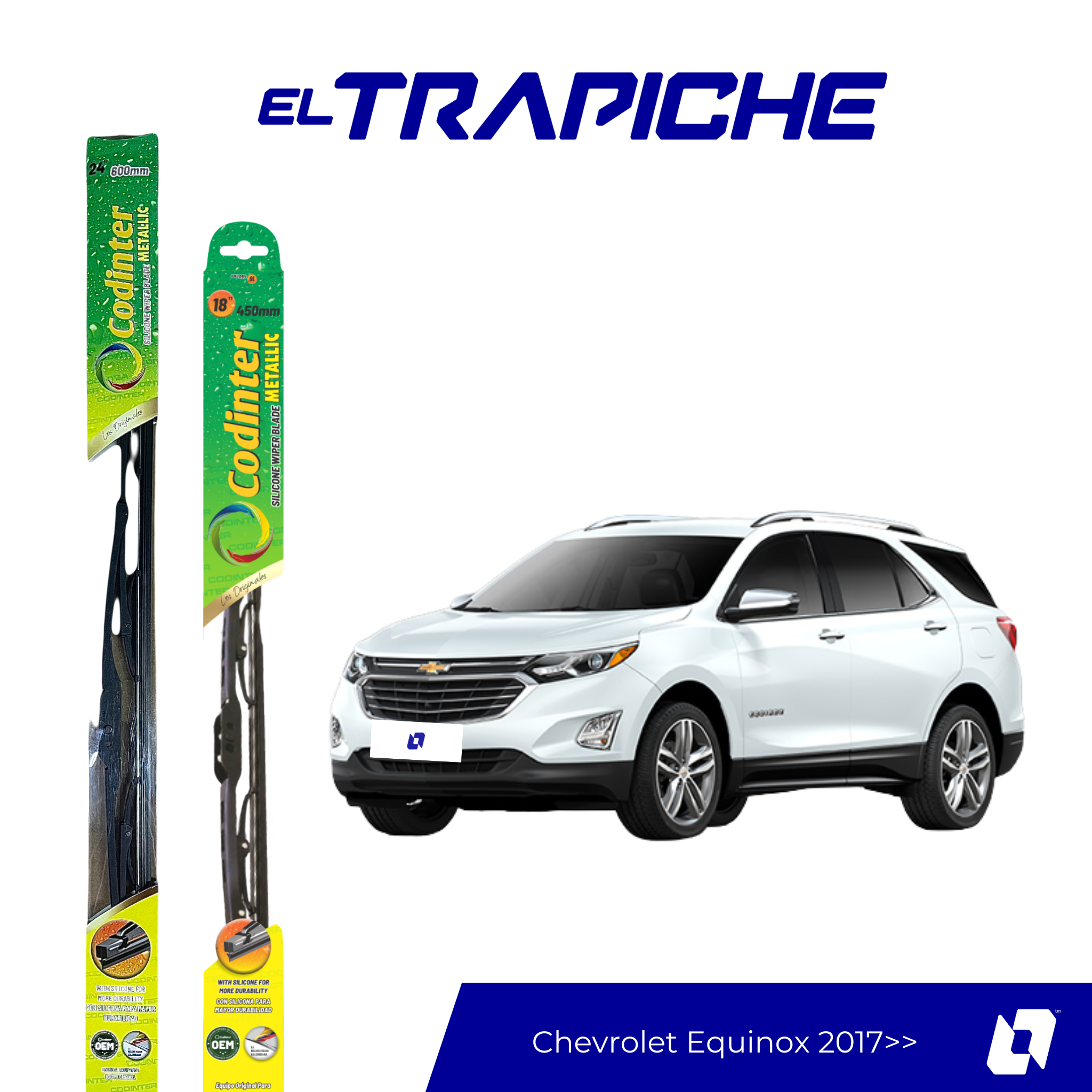 Limpiaparabrisas Chevrolet Equinox 2017 en adelante Metálicas Codinter