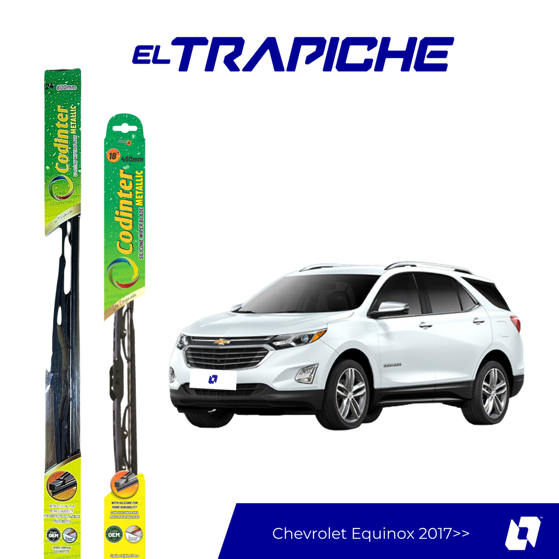 Limpiaparabrisas Chevrolet Equinox 2017 en adelante Metálicas Codinter
