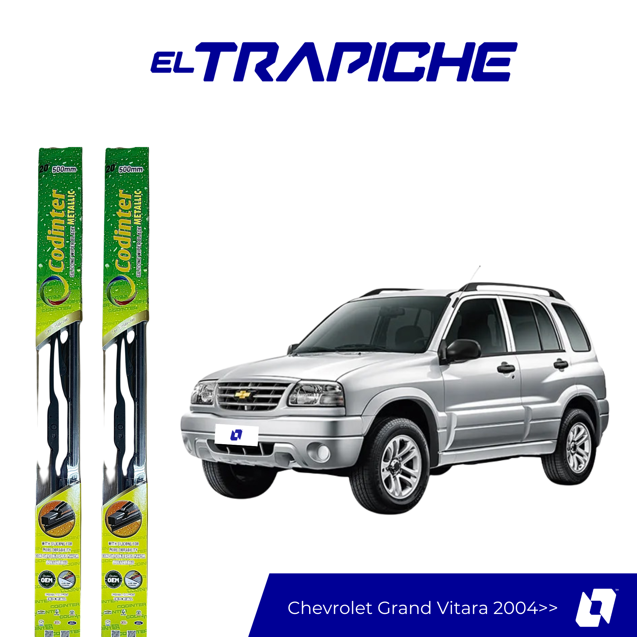 Limpiaparabrisas Chevrolet Grand Vitara 2004 en adelante Metálicas Codinter