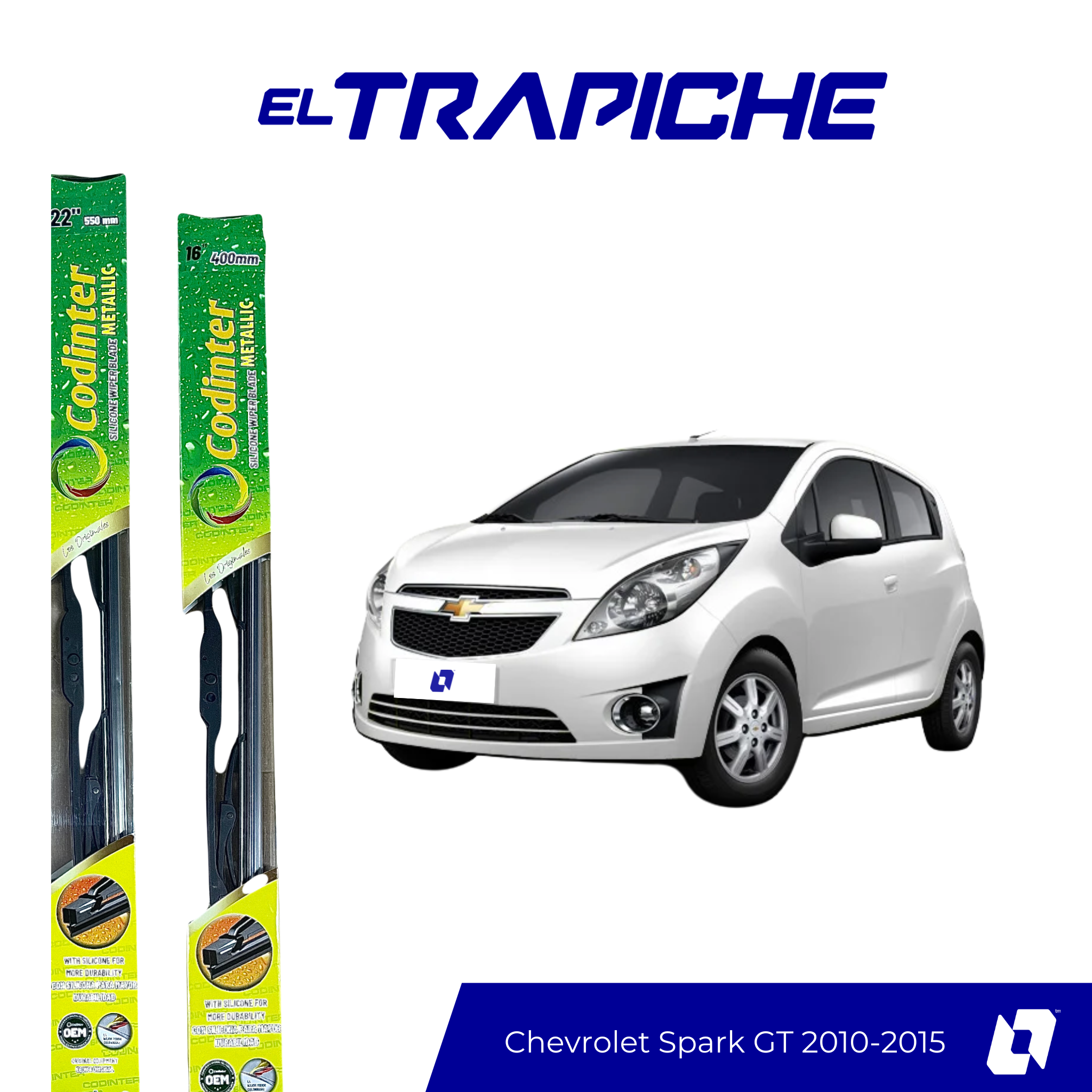 Limpiaparabrisas Chevrolet Spark GT 2010-2015 Metálicas Codinter