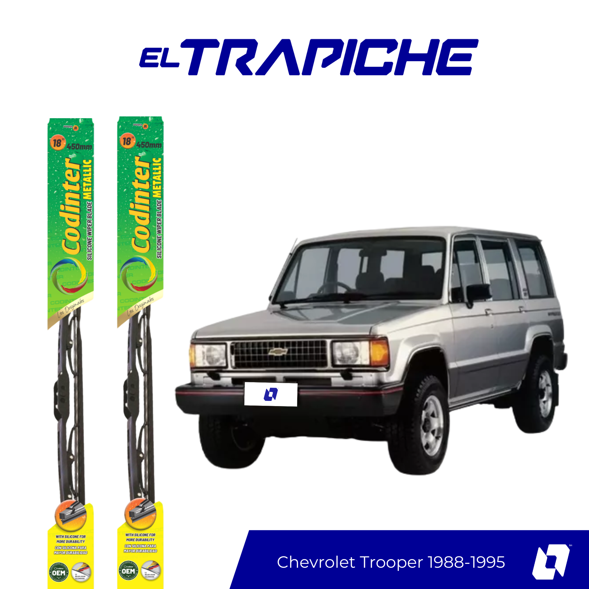 Limpiaparabrisas Chevrolet Trooper 1988-1995 Metálicas Codinter