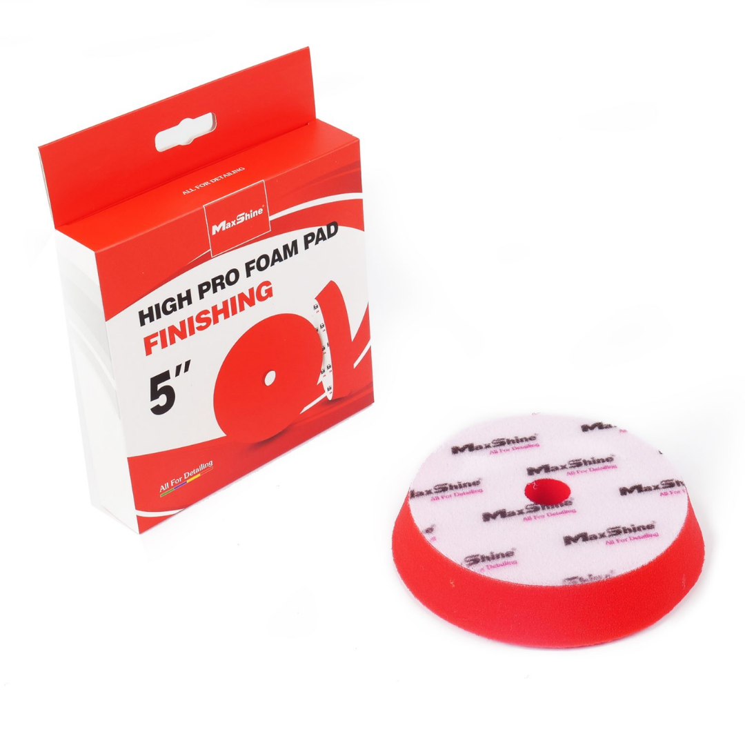 pomo de espuma 5", pad pulidor, disco de pulido rojo, acabado automotriz, pulidora hook and loop, pad detailing, espuma para pulir carro, detailing Colombia