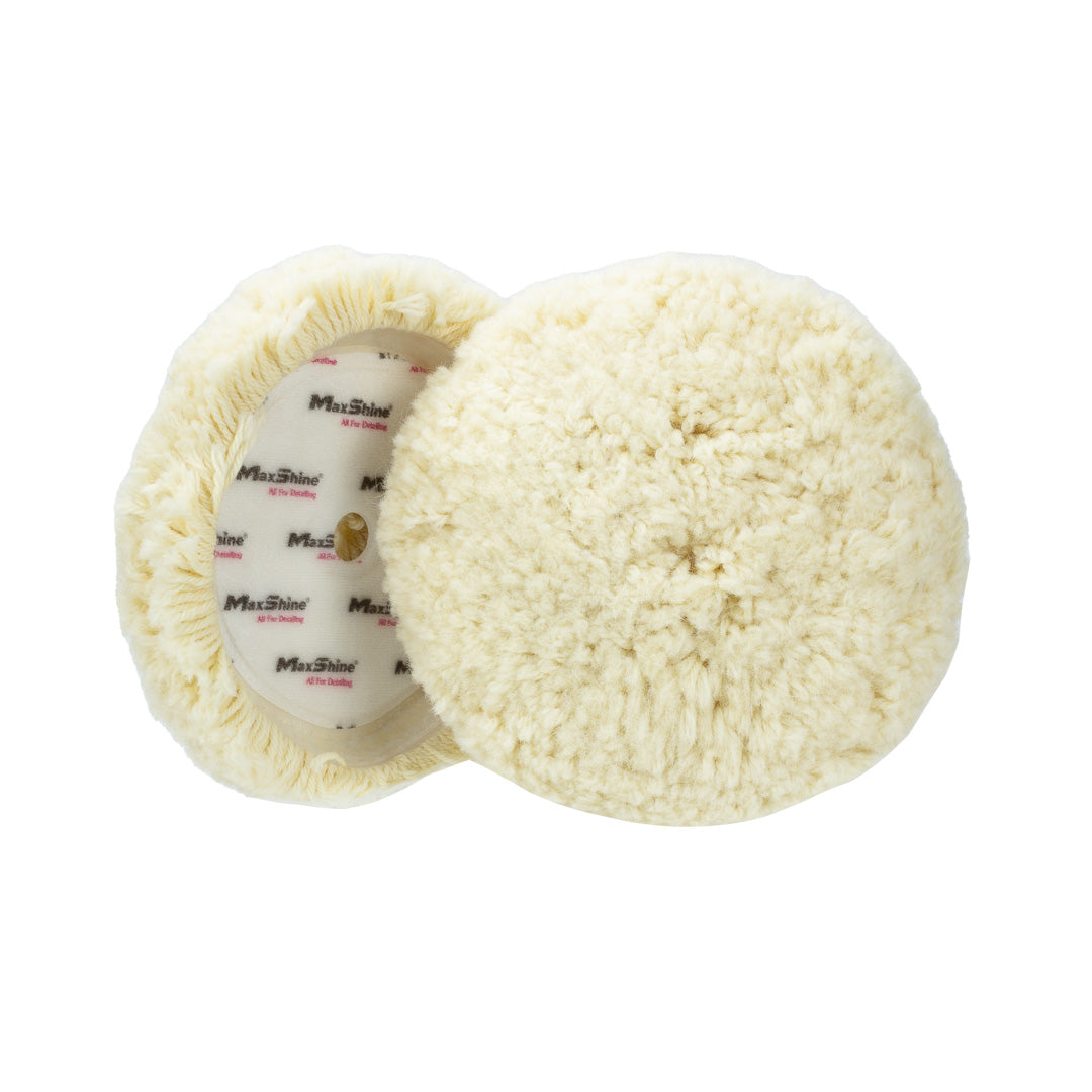 pomo de lana, MaxShine Colombia, pad lana 9", almohadilla rotativa, detailing automotriz, pulido profesional, lana australiana, accesorios pulidora, corrección de pintura