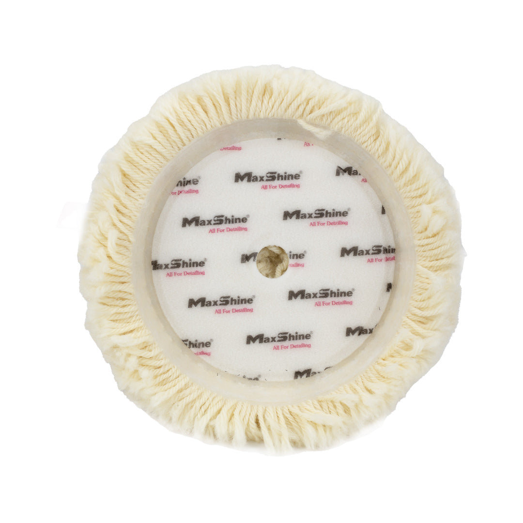 pomo de lana, MaxShine Colombia, pad lana 9", almohadilla rotativa, detailing automotriz, pulido profesional, lana australiana, accesorios pulidora, corrección de pintura