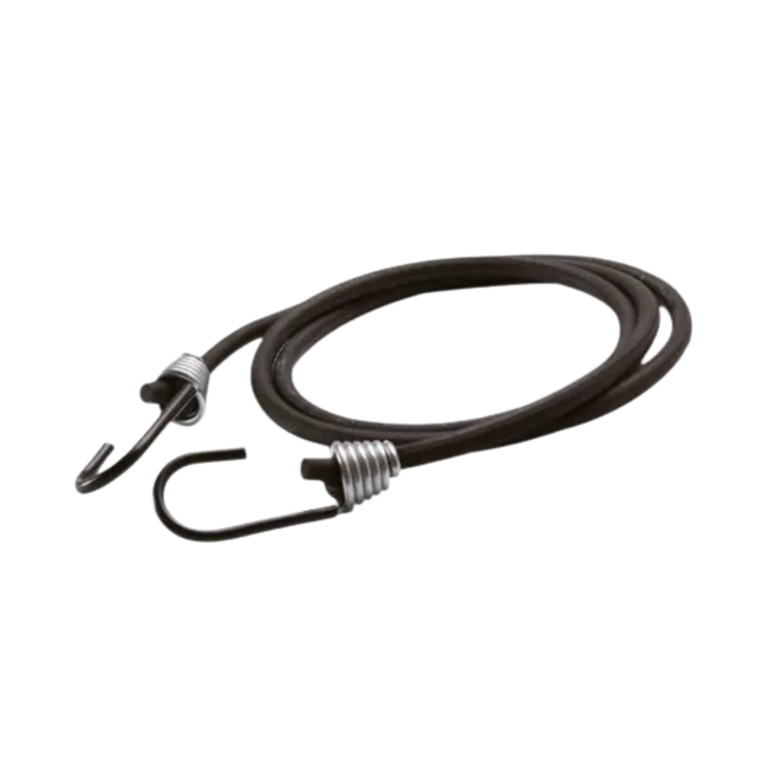 Pulpo de caucho redondo con ganchos metálicos, ideal para sujetar carga en motos, carros o bicicletas. Resistente, flexible y fácil de usar.