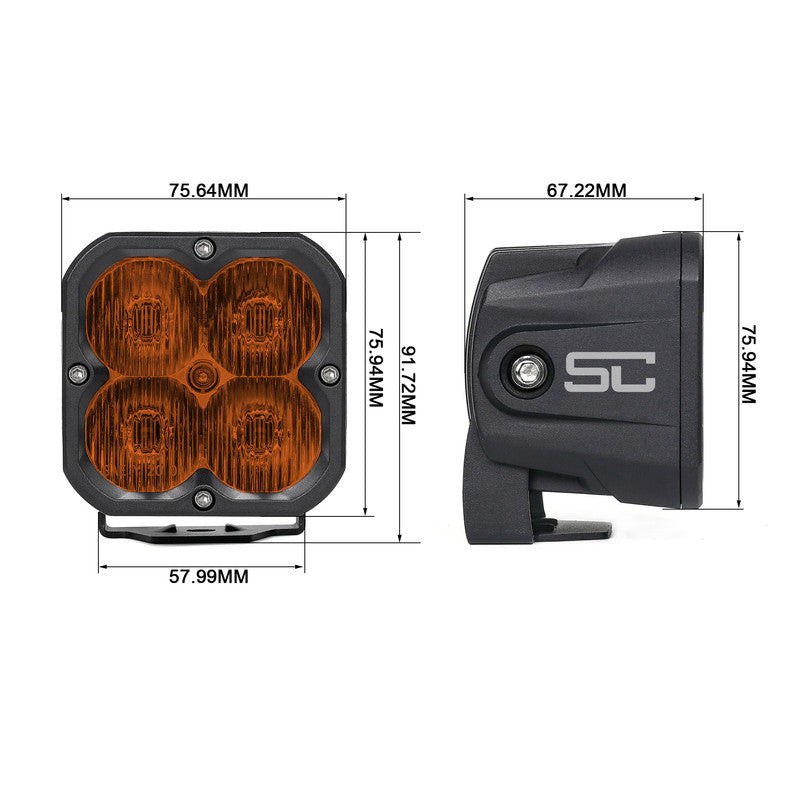 Exploras 4 Led  3 Cuadrada Amber DRL Driving