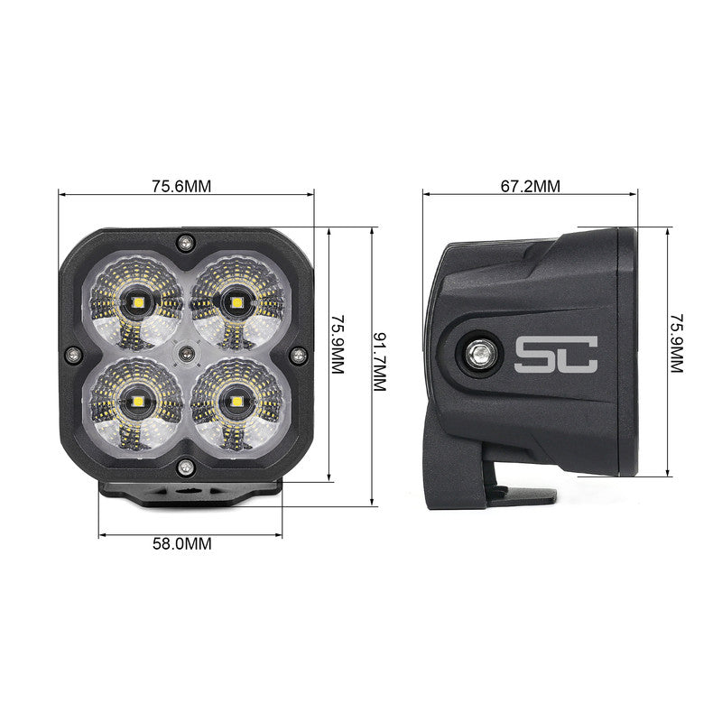 Exploras 4 Led  3 Cuadrada DRL Flood