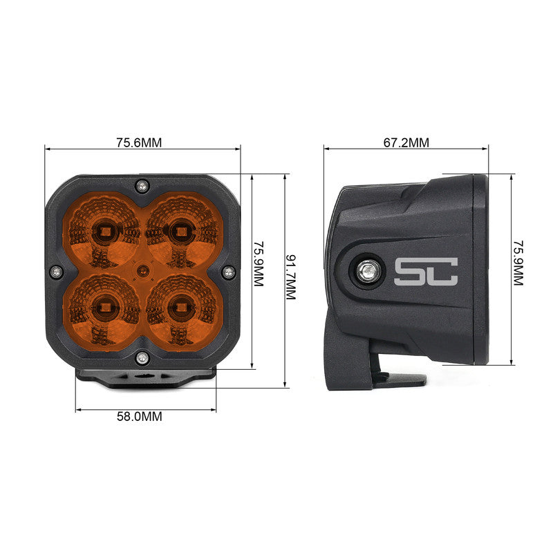 Exploras 4 Led  3 Cuadrada DRL Flood