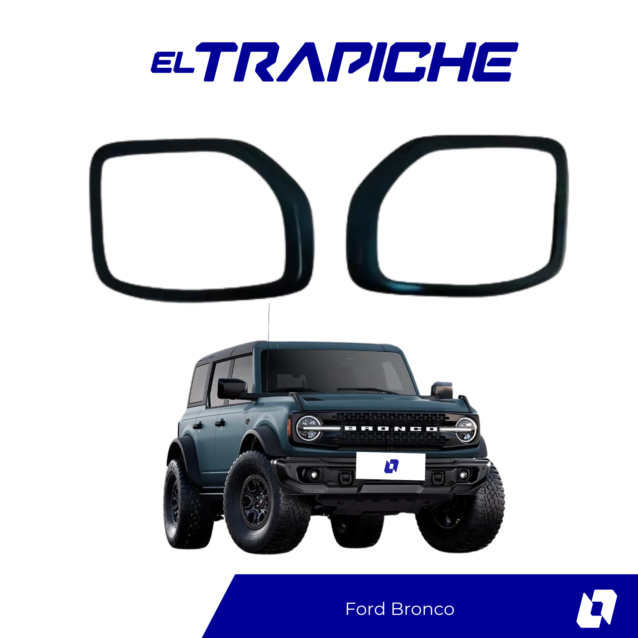 Seguro antirrobo para espejos Ford Bronco. Fácil de instalar, sin perforar. Protege tus retrovisores sin alterar el diseño del vehículo.