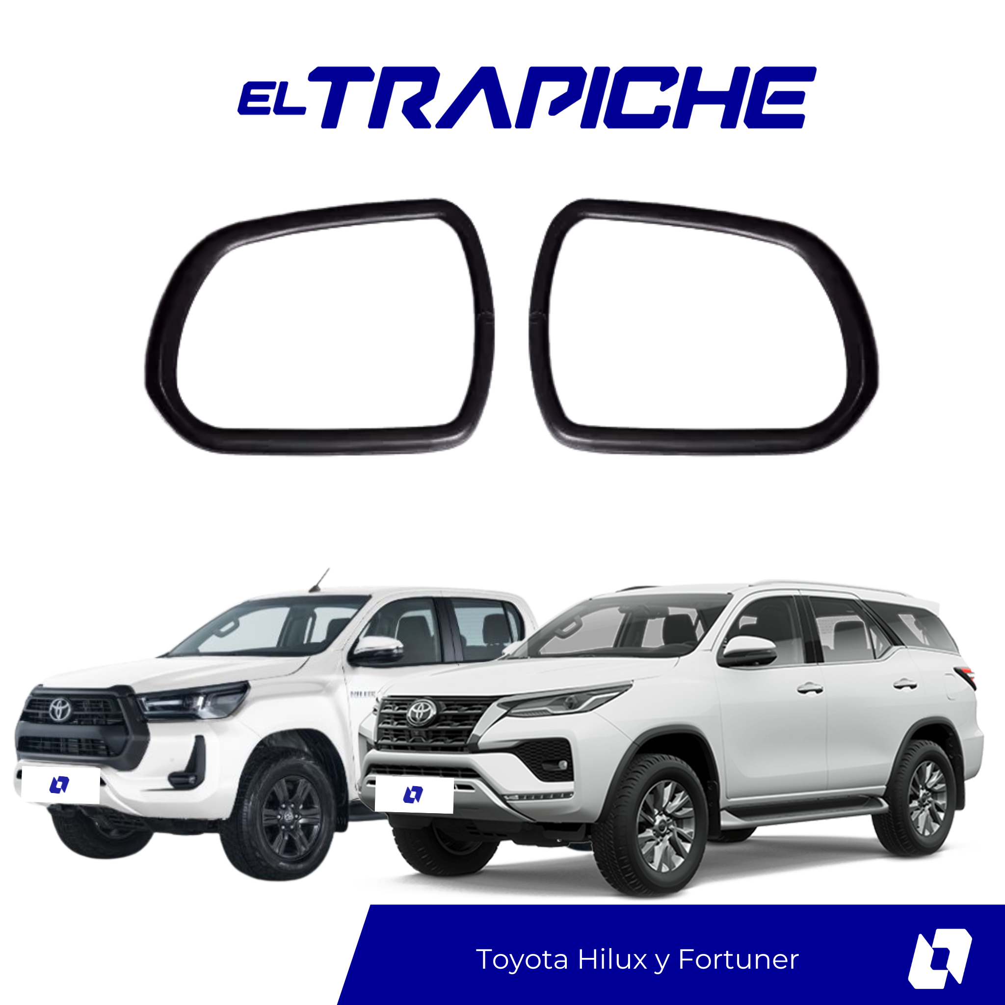 Seguro de espejos para Hilux y Fortuner modelo nuevo. Protección antirrobo, fácil instalación y ajuste perfecto para mayor seguridad y tranquilidad.