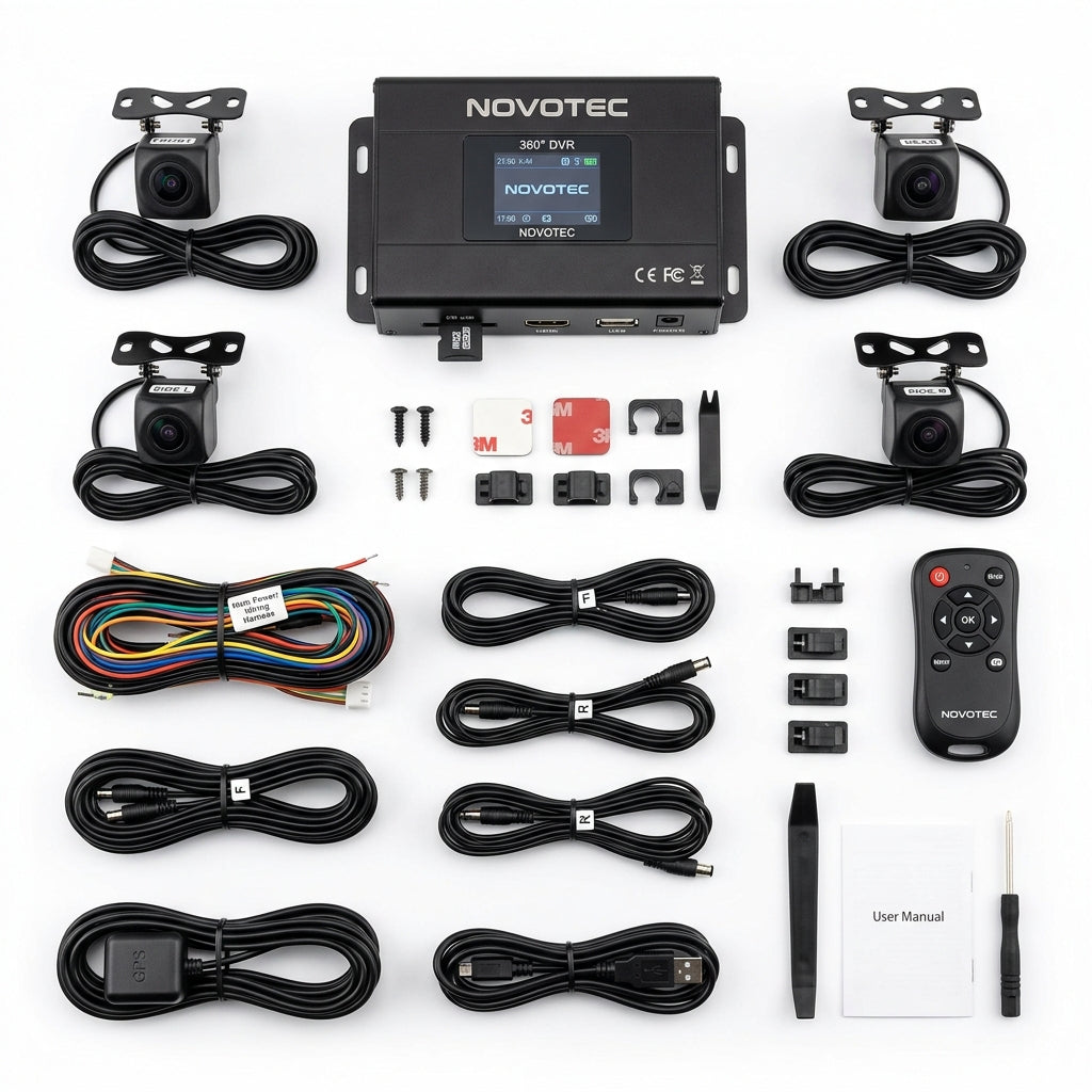 Sistema de Cámaras 360° Ultra HD DVR Novotec TC-61302 con Visión Nocturna