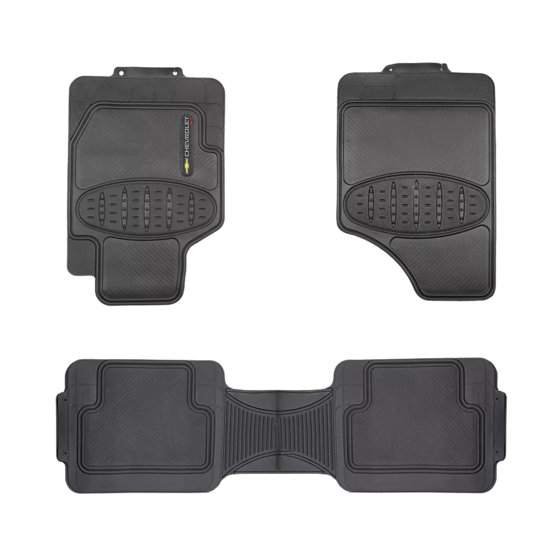 Tapete Chevrolet Simoniz 3 piezas. En PVC resistente, lavable y antideslizante. Protege tu carro con estilo y practicidad.
