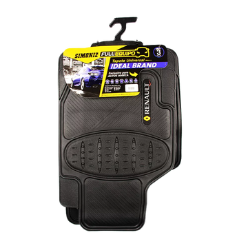 Tapete universal Simoniz 3 piezas. Lavable, resistente y antideslizante. Ideal para proteger tu vehículo Renault con estilo y funcionalidad.