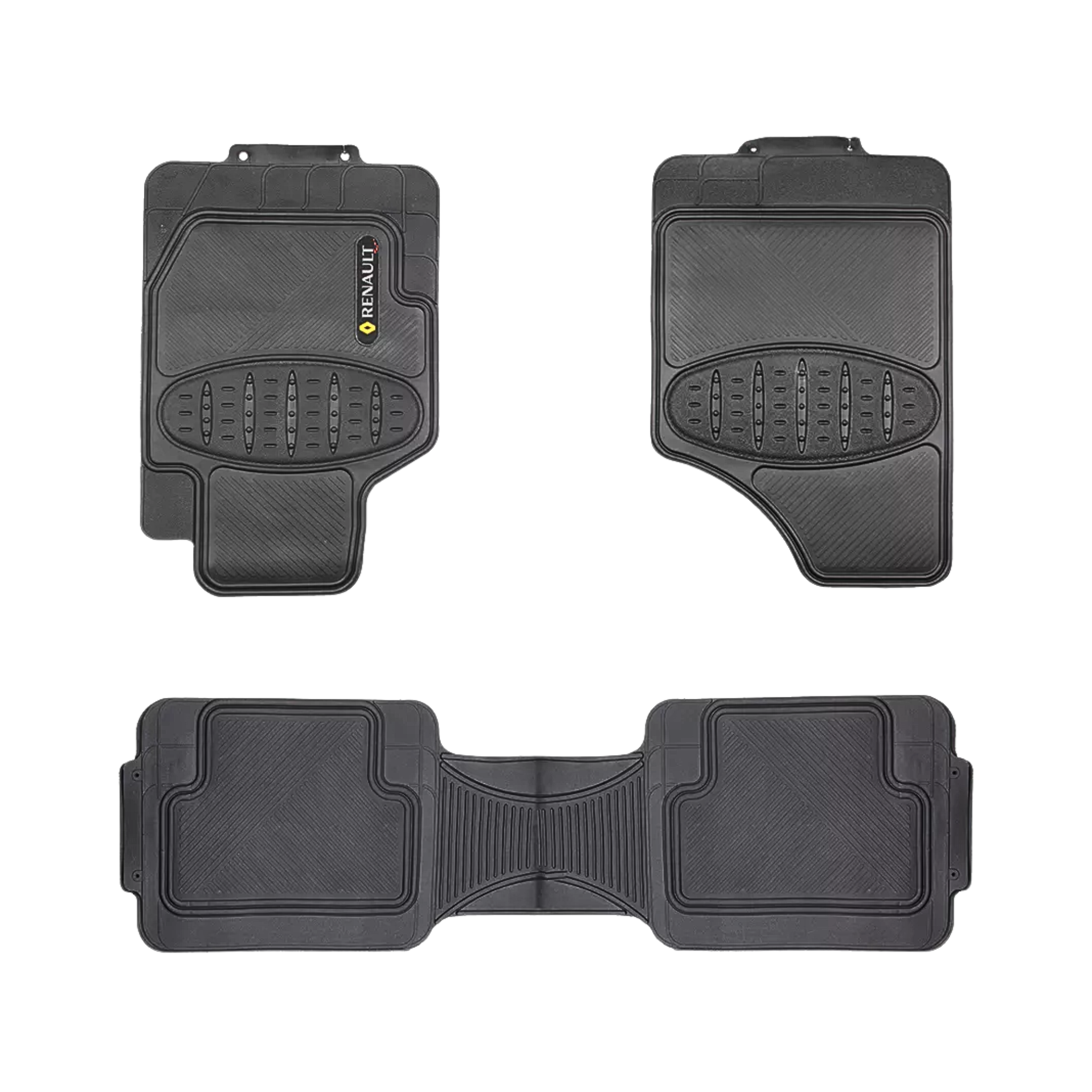 Tapete universal Simoniz 3 piezas. Lavable, resistente y antideslizante. Ideal para proteger tu vehículo Renault con estilo y funcionalidad.