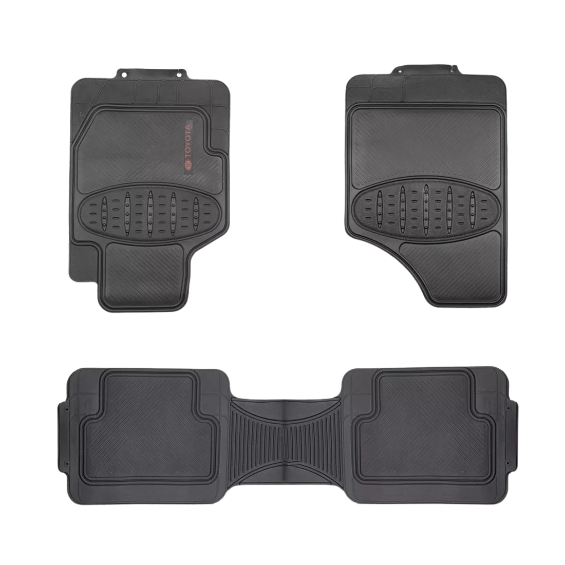 Tapete Toyota 3 piezas Simoniz resistente y antideslizante. Lavable y elegante, protege tu carro con estilo y durabilidad.