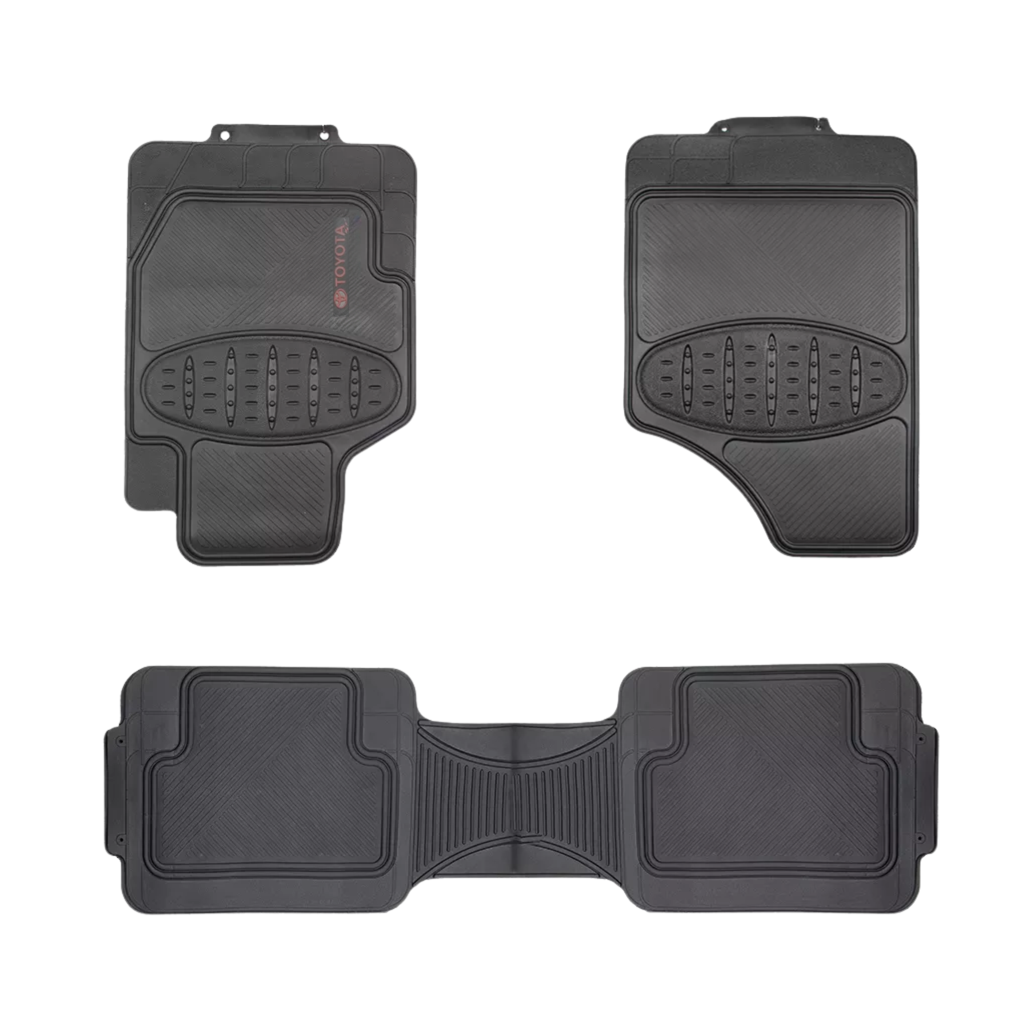 Tapete Toyota 3 piezas Simoniz resistente y antideslizante. Lavable y elegante, protege tu carro con estilo y durabilidad.