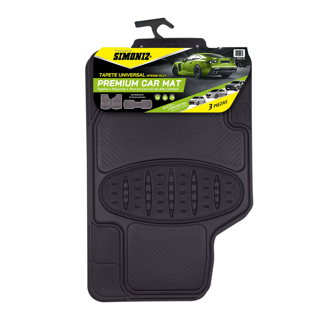 Protege tu carro con el tapete Universal PVC SIMONIZ. Resistente, antideslizante y adaptable a autos y camionetas. Comodidad y durabilidad para tu vehículo.