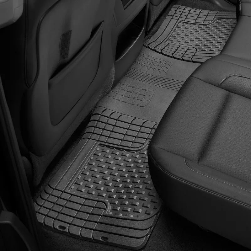 Tapete semiuniversal de alta calidad que protegen contra suciedad, humedad y polvo. Diseño adaptable Trim-to-Fit para un ajuste perfecto en cualquier vehículo.