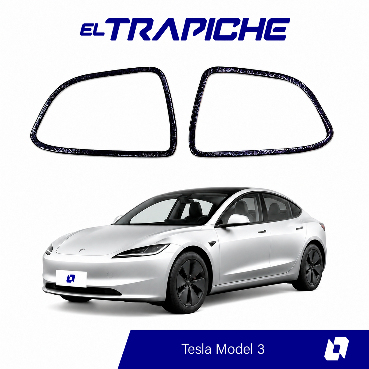 Seguros de espejo metálicos para Tesla Model 3 en color negro.