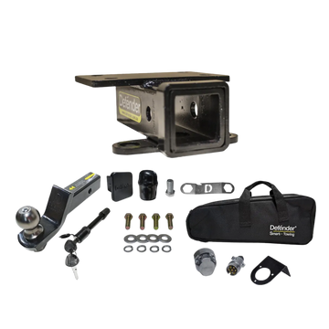 Tiro de arrastre Defender con lengüeta, bola 2”, maletín, conectores y más. Alta calidad, diseño 3D y garantía de por vida por defectos de fábrica.