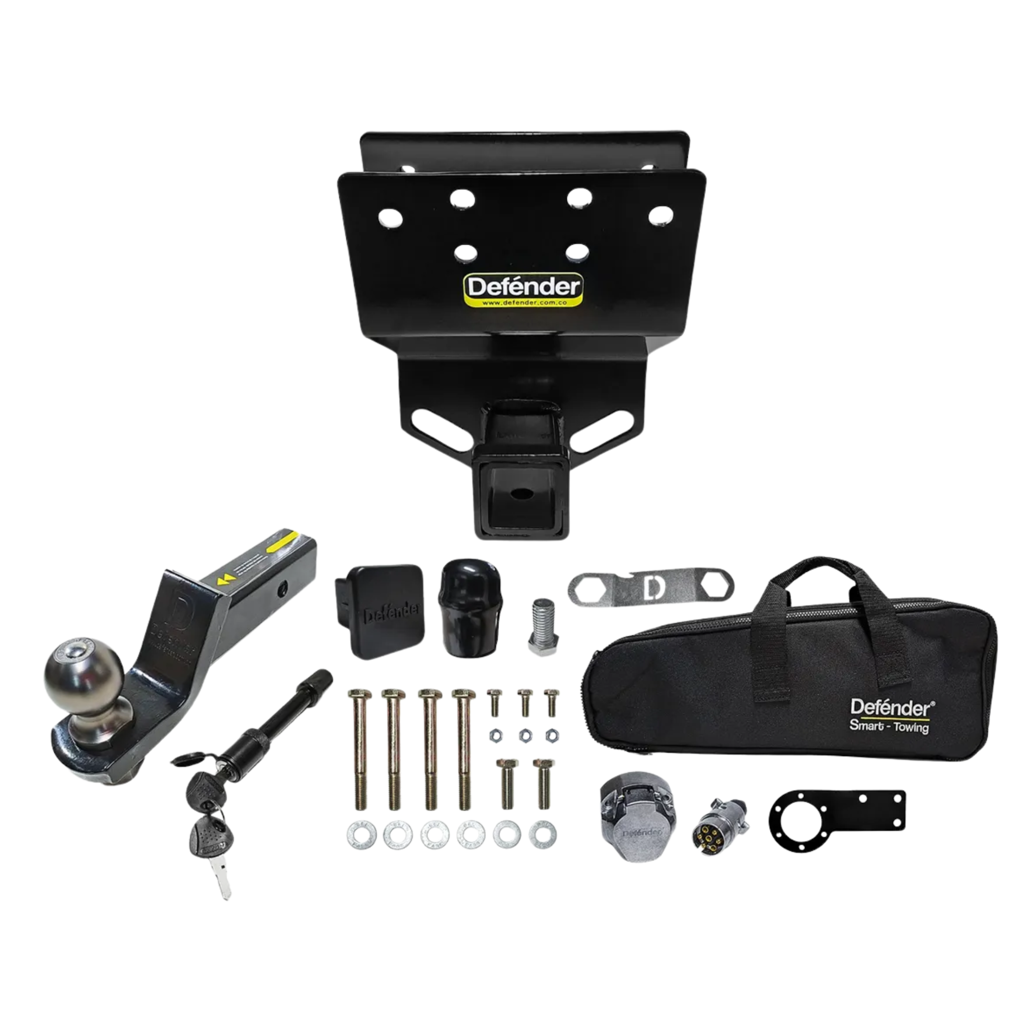 Tiro de arrastre Defénder Prado LC250. Bola 2", 6500Lb. Incluye accesorios. Instalación fácil. Ideal para portaequipaje, bicicleta o tráiler.