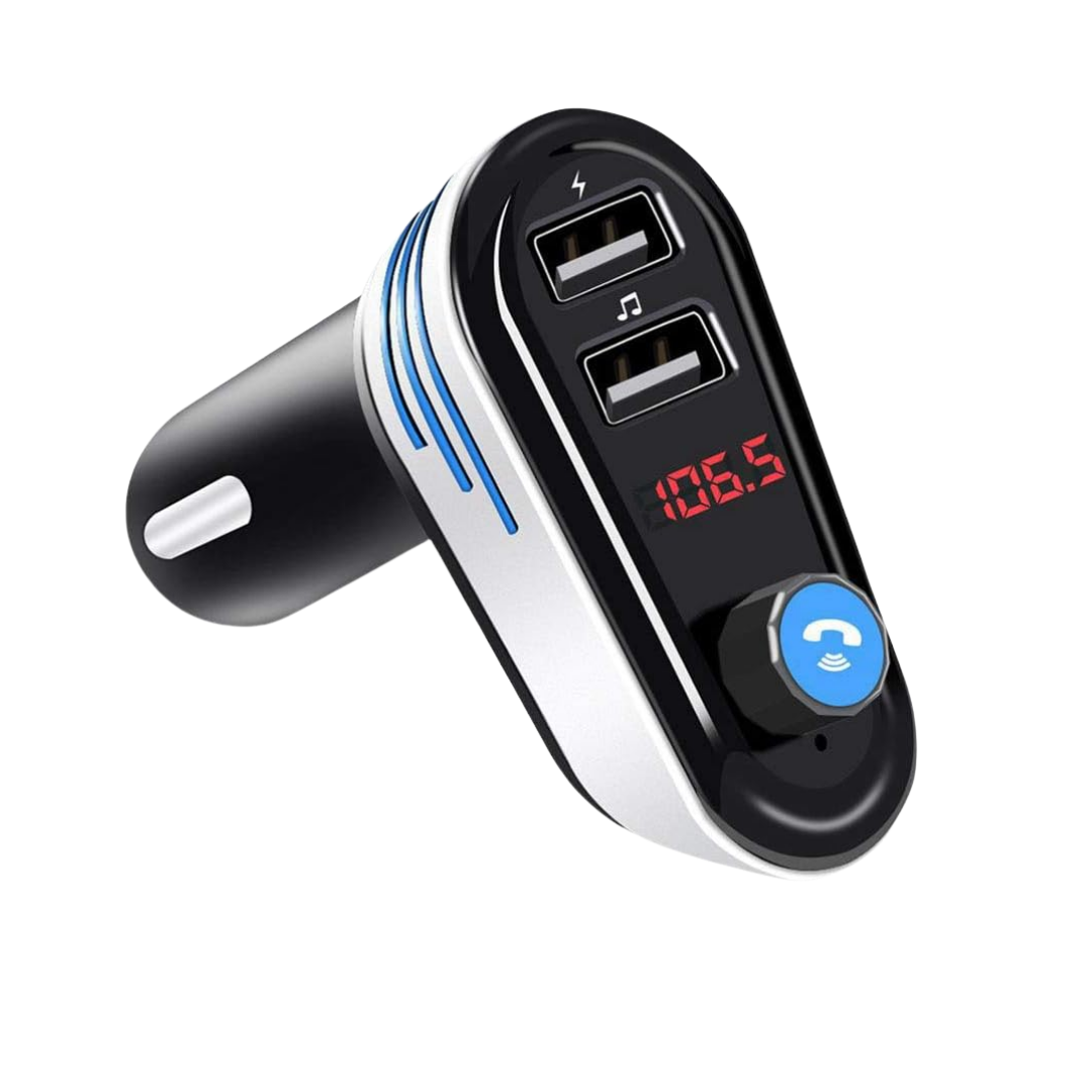 transmisor fm bluetooth, transmisor auto llamadas, manos libres carro, bluetooth fm auto, transmisor mp3 fm, cargador bluetooth carro, accesorio carro música, adaptador bluetooth vehículo, transmisor usb auto, reproductor fm bluetooth
