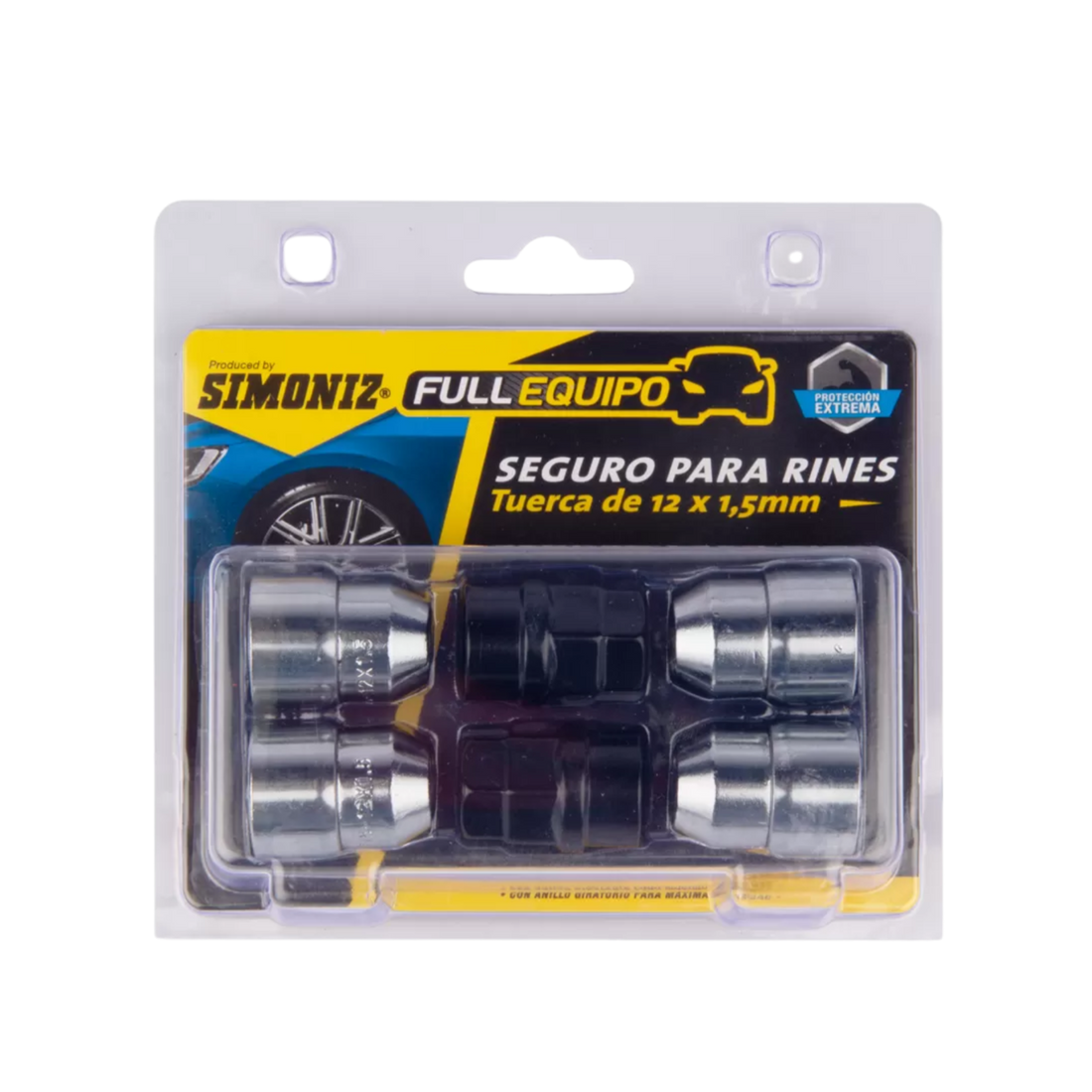 Protege tus rines con las tuercas de seguridad Simoniz 12x1.5mm. Máxima calidad, fácil instalación y resistencia extrema.