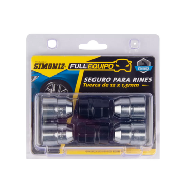 Protege tus rines con las tuercas de seguridad Simoniz 12x1.5mm. Máxima calidad, fácil instalación y resistencia extrema.