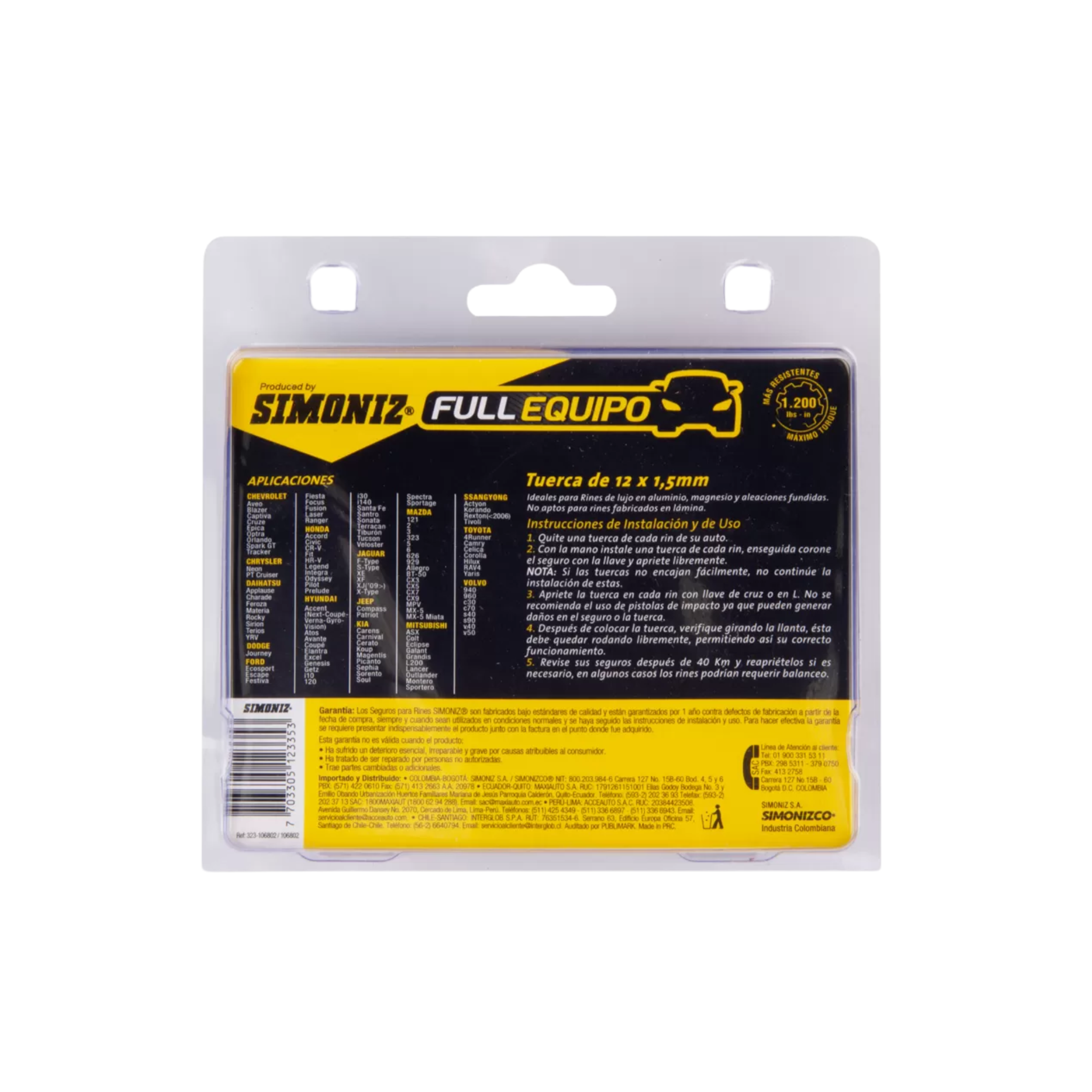 Protege tus rines con las tuercas de seguridad Simoniz 12x1.5mm. Máxima calidad, fácil instalación y resistencia extrema.